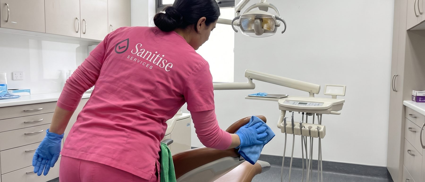 Cleaning a dental chair